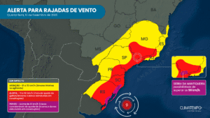 Rajadas de vento associadas ao ciclone deixam sul e sudeste em alerta até quinta (11)