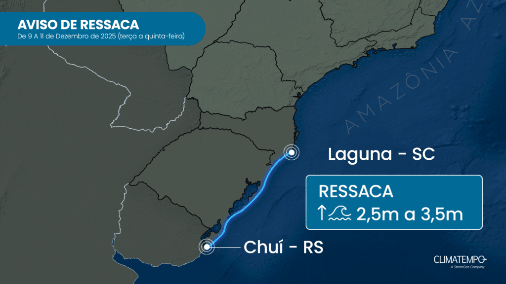 Ondas de até 3.5 metros entre Chuí/RS e Laguna/SC